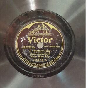 Vintage 78 Record LP Album Disc Shellac  Vinyl Victor Salon Trio 19874